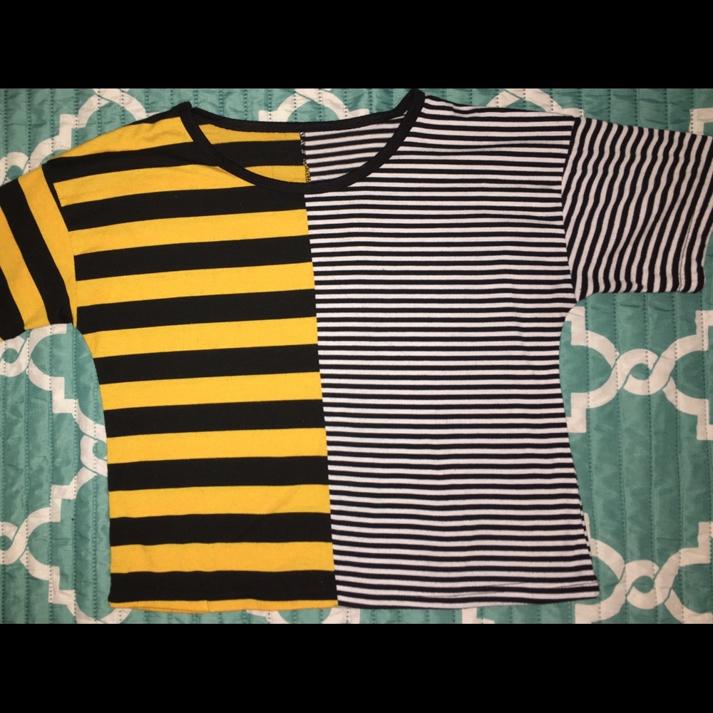 Half and half stripped shirt